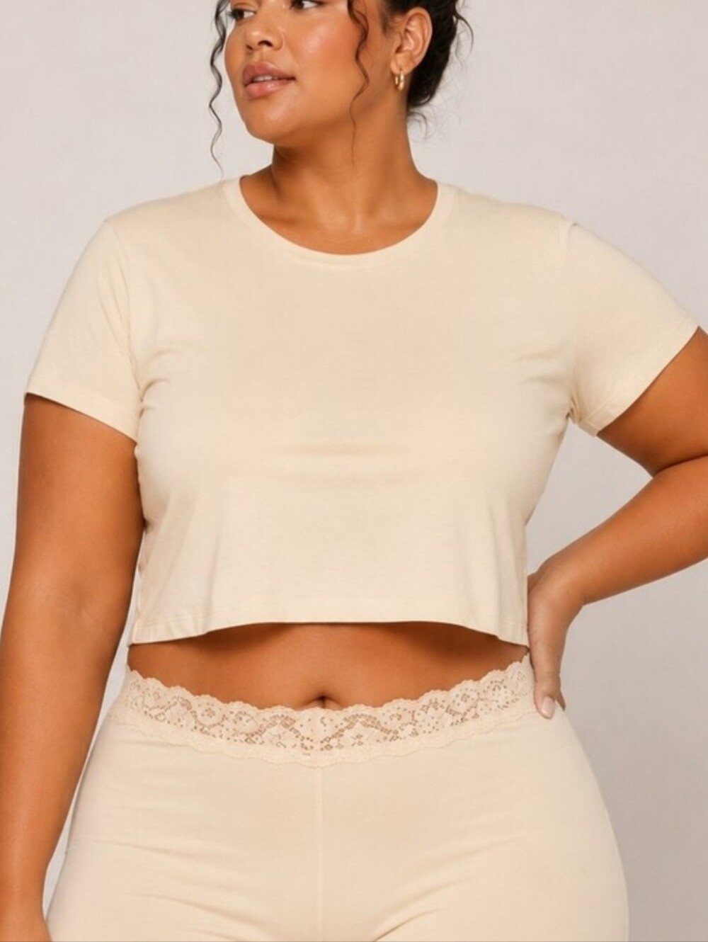 SKIMS Fits Everybody Super Cropped T-Shirt Top SAND 3X NWT